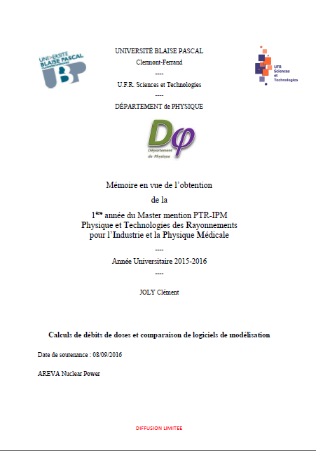 Couverture de manuel Mémoire Microshield vs Dosimex 1