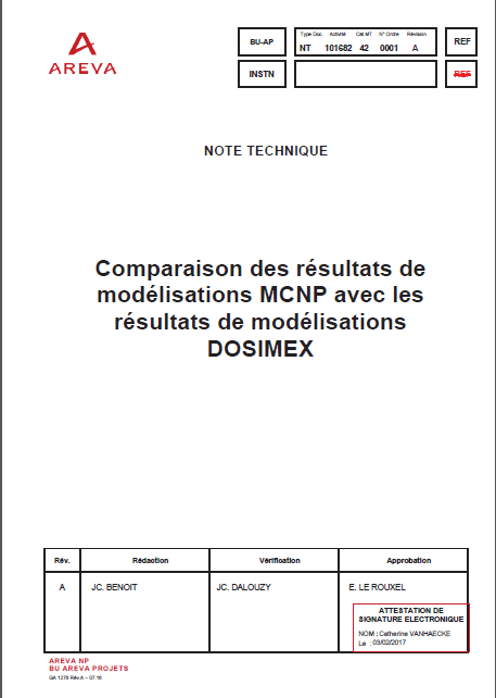 Couverture de manuel Référence radionucléide MCNP/AREVA